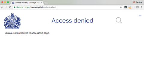 strona rodziny królewskiej książę Albert odmowa dostępu