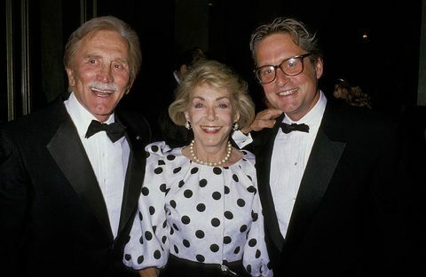 Kirk, Anne i Michael Douglas w Beverly Hills w 1989 roku