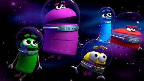 pięć kolorowych kosmicznych stworzeń animowanych