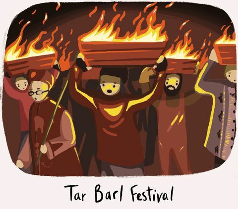 Festiwal tar barl - najdziwniejsze brytyjskie tradycje - Domki z postaciami