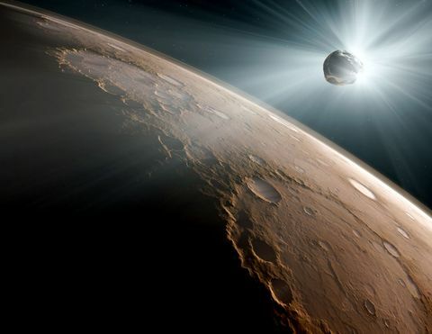 Kometa uderzająca w planetę Mars