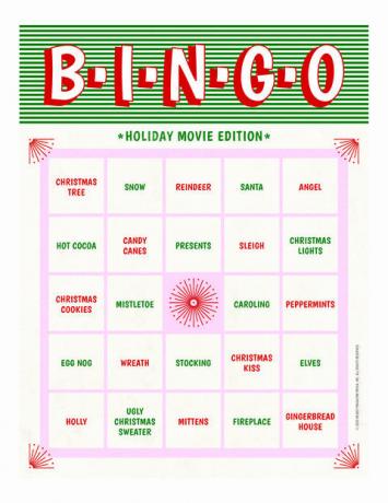 świąteczna karta filmowa bingo