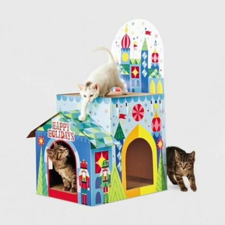 Dwupiętrowy domek dla kota z zabawkami Kingdom