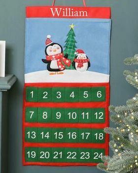 Spersonalizowany kalendarz adwentowy z tkaniny Penguin Pals