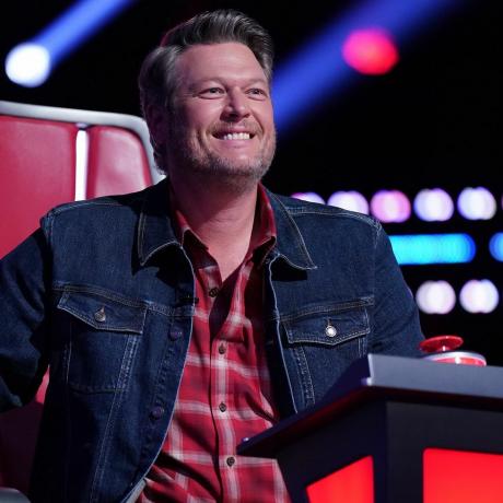 „The Voice” 2022 trener i piosenkarz muzyki country Blake Shelton z żoną Gwen Stefani podczas przesłuchań